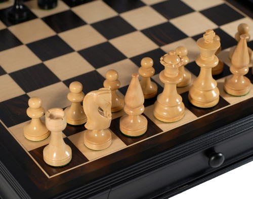 WE Games Russian Style Wooden Chess & Checkers Set - Black Stained, 15 in. - Picture 2 of 8