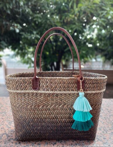 Handbag Bag Basket Krajood Natural Woven Thai Handmade Green Shade Classic Women - 第 1/13 張圖片