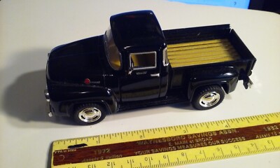 5'' Kinsmart 1956 Ford F-100 Pickup Truck Diecast 1:38 Black Rev N Go- Doors Open