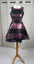 V By Very Metallic Straps Skater Prom Dress Pink /Black Size 10 uk CR054 BB 19
