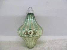Vintage Shiny Brite Mercury Glass Green Lantern Chandelier Ornament