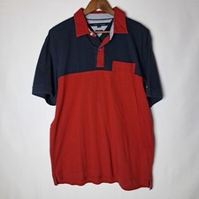 Tommy Hilfiger Polo Shirt Mens XL Red Blue Classic Fit Colorblock Short Sleeve