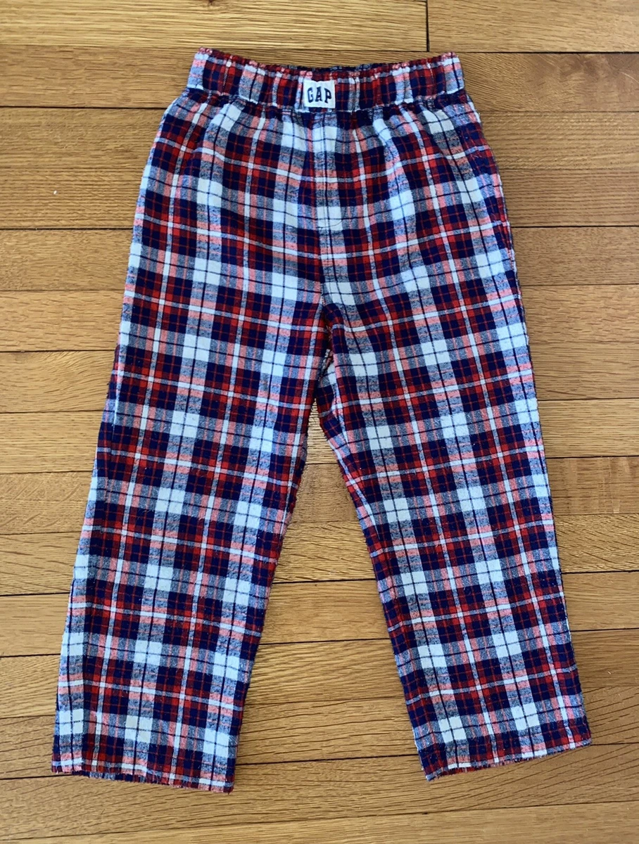 GAP Kids Boys Plaid Flannel Pajama Sleep Pants Bottoms Red White Blue Plaid  4