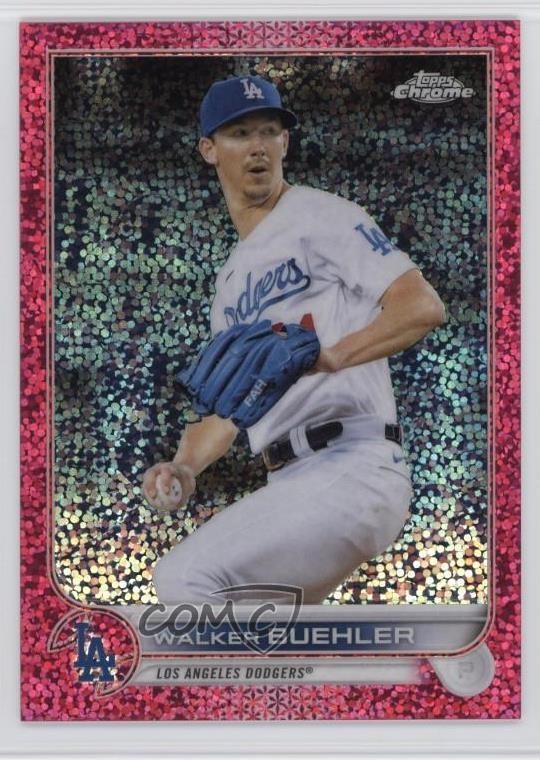 2022 Topps Chrome Magenta Speckle Refractor /350 Walker Buehler #123 05k6