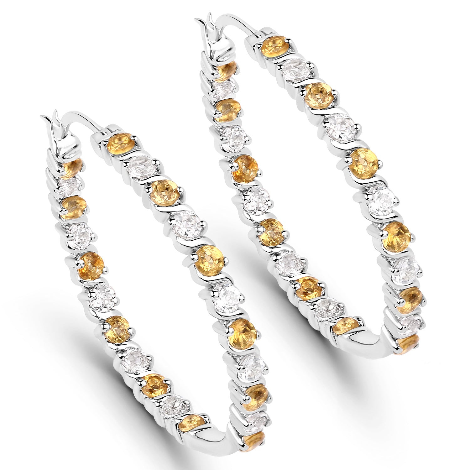 3.16 Carat Citrine & White Topaz Sterling Silver Earrings
