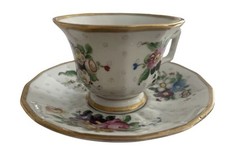 Sevres Porcelain Tea Cup  Saucer flowers 1765 French Paris Louis XVI vase