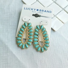 Lucky Brand Turquoise Teardrop Earrings Boho Chic Gift Trendy Statement Jewelry