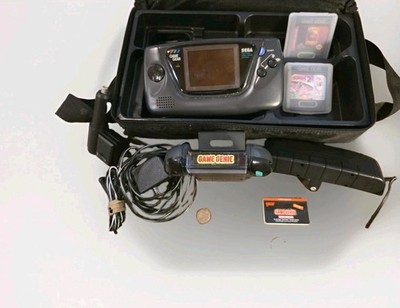 SEGA Game Gear Console, AC Adapter, Sonic 2, Mortal Kombat, Game Genie