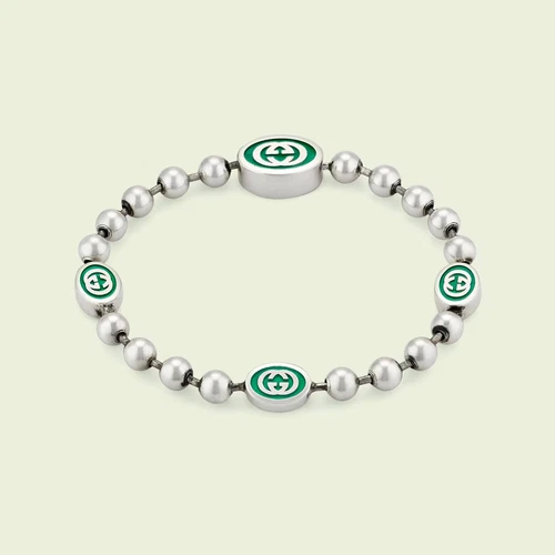 Bracciale Gucci Interlocking Boule YBA701609001 Bracelet Argento Turchese 17