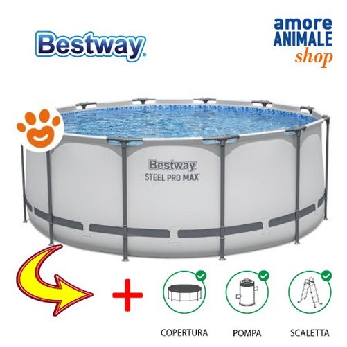 Bestway Piscina Redonda Steel Pro Max (Ø366x122cm) Con Bomba De Filtro 56420