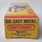 MATCHBOX LESNEY VINTAGE SUPERFAST No21 RENAULT 5TL,EMPTY ORIGINAL BOX ONLY-U.S.A