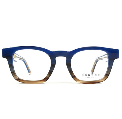 Erkers Brille Rahmen PAULOS BLUE Brown Streifen Quadratisch Full Rim 47-24-150
