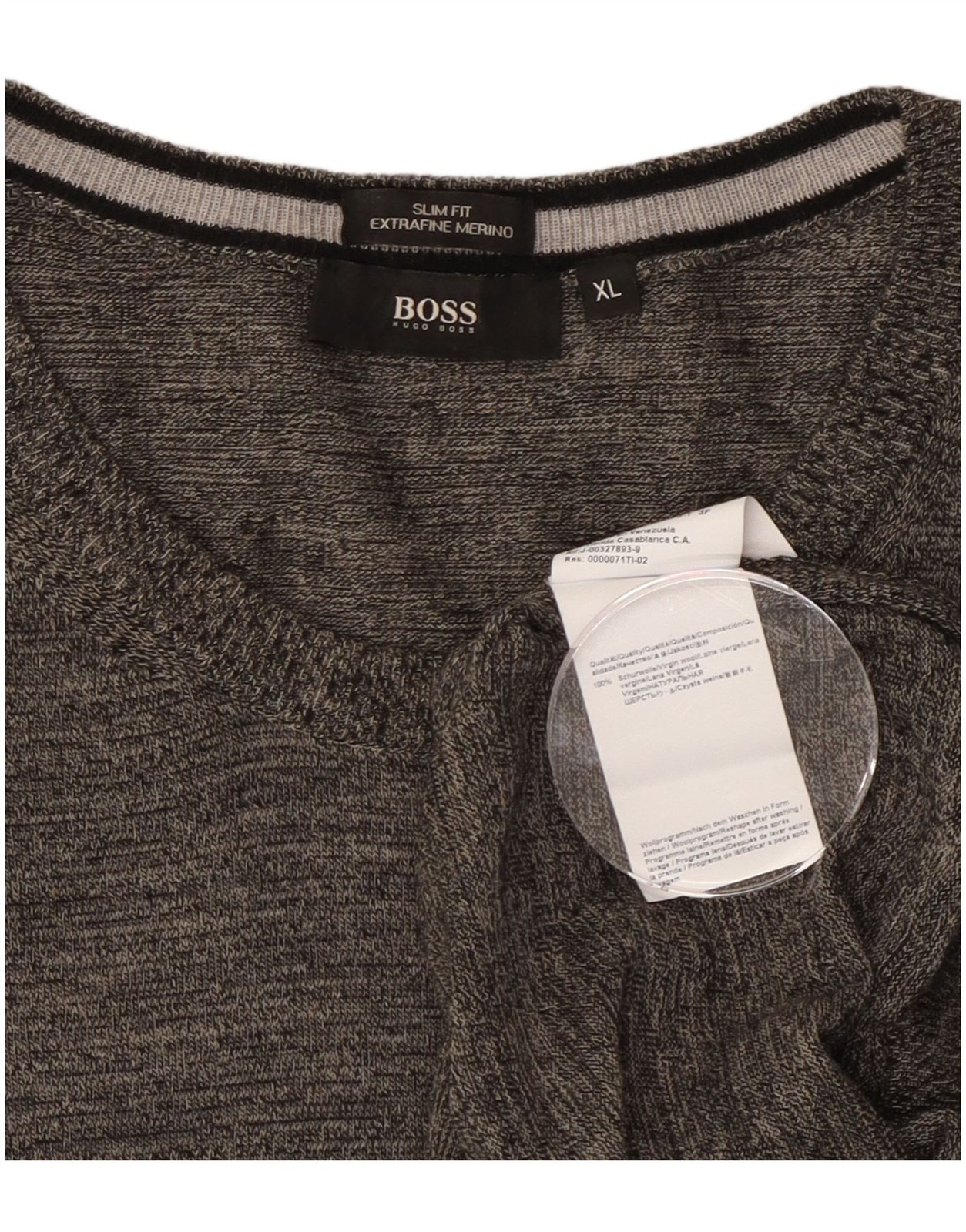 Hugo Boss Mens Slim Fit Crew Neck Jumper Sweater XL Grey Flecked Wool AP14 thumbnail 3