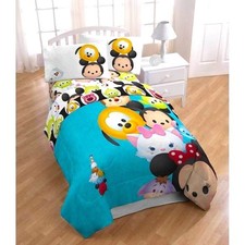 Disney Tsum Tsum Microfiber Twin Comforter Sheets Flat Fitted Sham 4 Pcs New