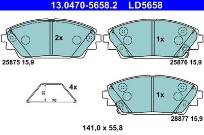 ATE 13.0470-5658.2 Ceramic Belagsatz für MAZDA