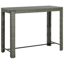 Outdoor Bar Table Grey PE Rattan 140.5x60.5x110.5 cm Indoor/Outdoor