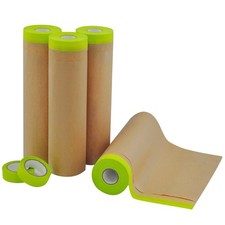 4 Rolls Pre-Taped Masking Paper and 2 Rolls Masking Tape Set -18 inch x 50 fe...