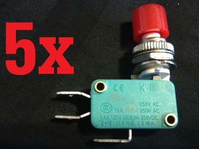 5 pcs Micro Switch ON/OFF 3P w/ Lever Big Red Cap KWD 8 5x n/c n/o no nc *mn
