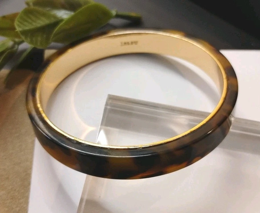 Diseñador J. ¡Brazalete firmado CREW imitación caparazón de tortuga usado tono dorado! Foto 2 de 4