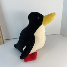 Vintage Baby Gund Penguin Plush 6 Black White Red Feet 1986 Made in Korea