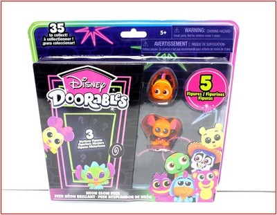 Disney Doorables NEON GLOW PEEK  Mystery Set - 5 Figures Nemo & Roo  NEW 