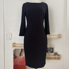 Calvin Klein Women’s Black Bell Sleeve Sheath Dress Size 8 Holiday Chic