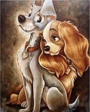 Disney Lady  the Tramp Dogs DIY Diamond Art Painting Kit Craft Kit Wall Decor