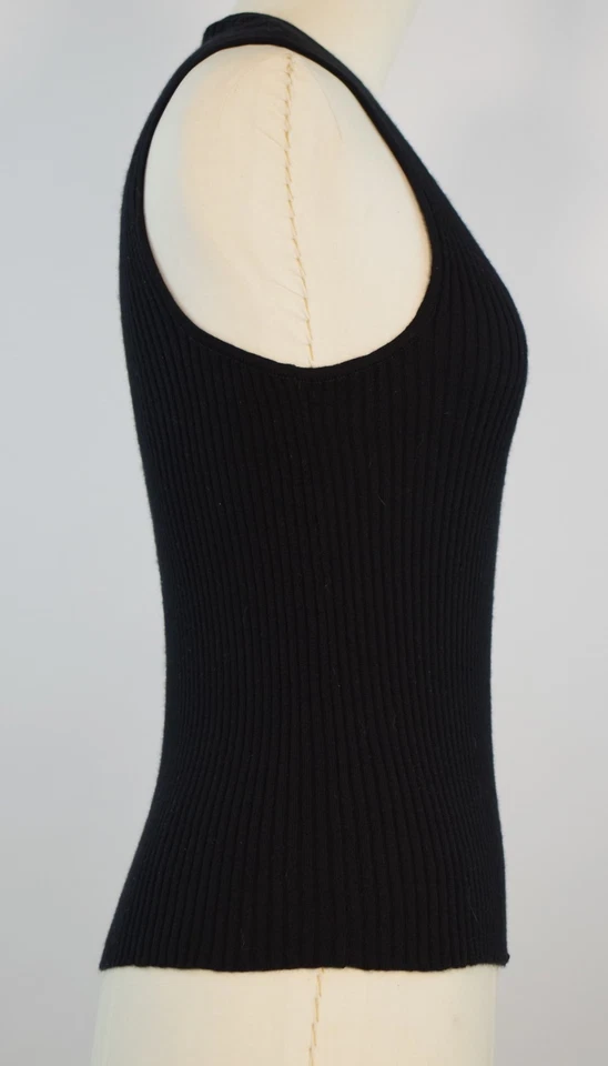 Suéter Vintage Dior Negro Lana Sin Mangas Cuello en V, Hecho en Francia FR 42 EE. UU. 10 Foto 4 de 4