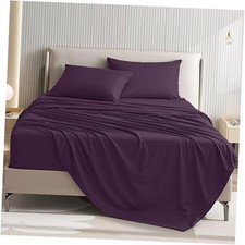 Size 4 Piece Sheet Set - Comfy Breathable Cooling Bed Sheets Set, King Purple