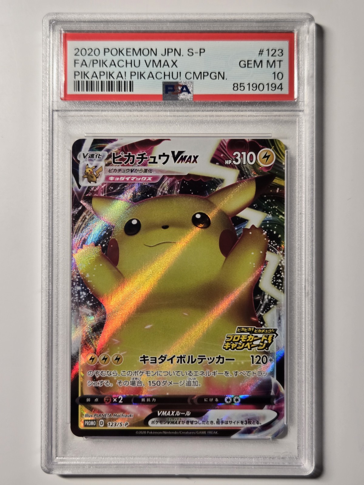 PSA 10 Pikachu VMAX 123/S-P PikaPika! Campaign - Pokemon Card Japanese 2020