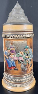 Antique Lidded German Beer Stein Marzi & Remy In Freud und Leid, trink alle Zeit