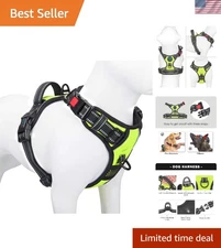 Reflective No Pull Dog Harness for Small Breeds - Adjustable Vest, Green, Size S