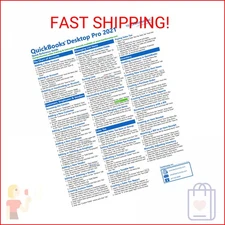 QuickBooks Desktop Pro 2021 Quick Reference Training Card - Laminated Tutorial G