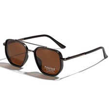 Polarized TR90 Sunglasses Vintage Square Flattop Sun Glasses Double Bridge Me...