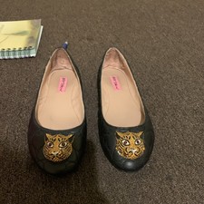 Betsey Johnson Black Leather Flats size 8M