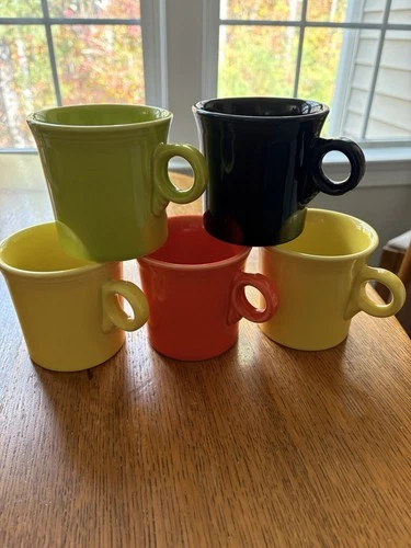 Fiesta Ware Lot of 5 Coffee Mugs Cups O Ring Handle Mixed Colors HLC USA
