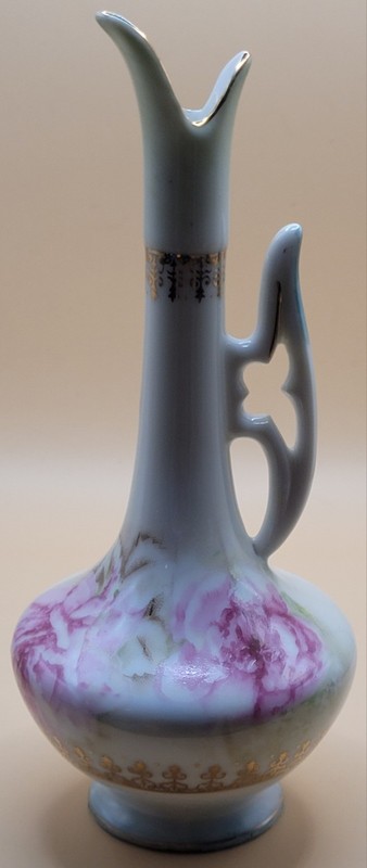 Vintage Lefton China 5695 Pink Rose Bud Vase Miniature Pitcher Ewer Japan 5.25"
