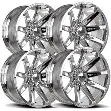 Set Of 4 Off-road Monster M25 20x10 6x135 -19mm Chrome Wheels Rims 20 Inch