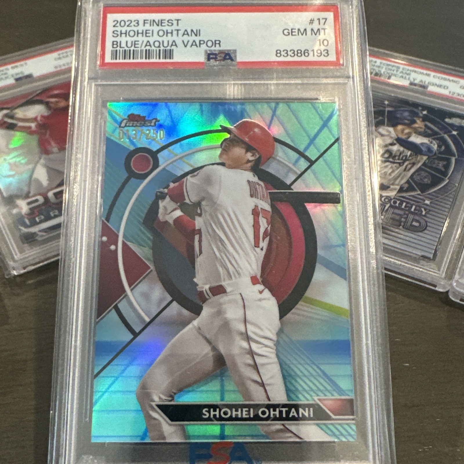 Shohei Ohtani BLUE AQUA VAPOR REFRACTOR /250 SSP TOPPS CHROME NON AUTO PSA 10 view 2