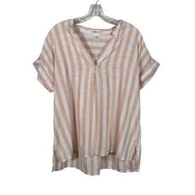 D-A-S-H Pink White Lightweight Breathable V-Neck Blouse Medium M Cruise Travel