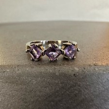Vintage Amethyst Princess Cut Ring in Sterling Silver