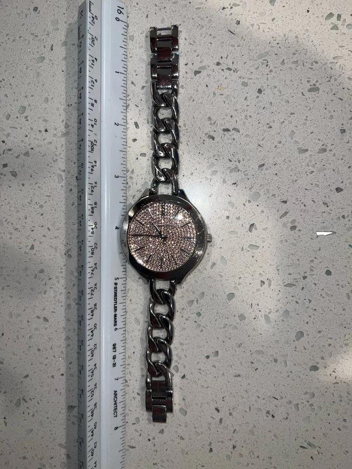 MICHAEL KORS MK3357 RUNWAY Silver Tone Pink Crystal Pave Dial Women's Watch - Image 2 of 4