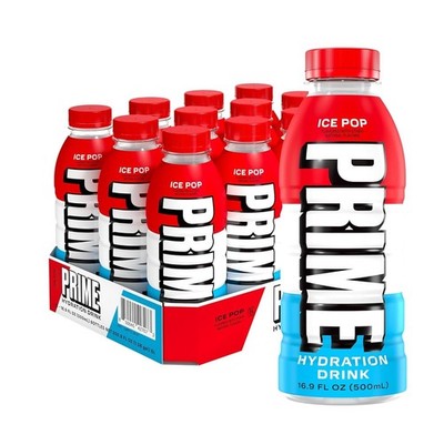 Prime Hydration Ice Pop Electrolyte Drink BCAAs Vitamins 12 Pack 16.9 oz