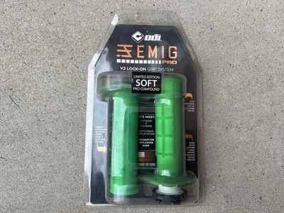 ODI Emig Pro V2 Lock On Grips 2-Stroke 4-Stroke Motocross Dirt Bike Grips Green