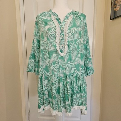 True Destinations Resort Wear Tiered Ruffled Mini Dress Floral Size M Boho