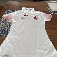 WOMENS NCAA ADIDAS INDIANA HOOSIERS SHORT Sleeve PRIME POLO SHIRT S  WHITE NWT