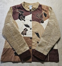 BFA Classics Boho Patchwork Jacket Women 16 Quilted Floral Artsy Earth Tones Y2k
