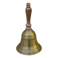 Handglocke Tischglocke Aus Messing Antik/Holz 9 X 17 Cm Sea-Club