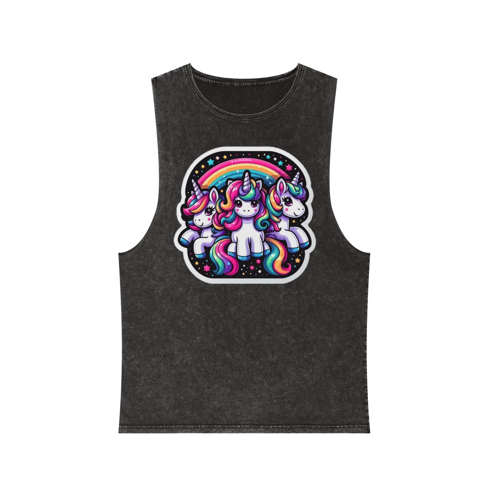 Unisex Unicorn Stonewash Tank Top, Rainbow Graphic Tee, Cute Summer Wear, Trendy
Opens in a new wind