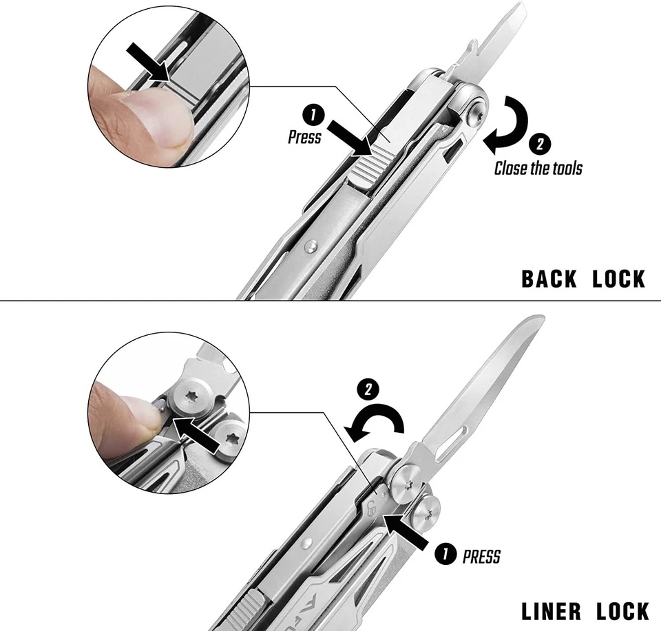 FLISSA 16 en 1 Alicates Multiherramienta Plegable Herramienta de Bolsillo con Funda Acero Inoxidable Foto 4 de 4